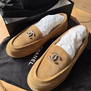 CHANEL Tan Suede Women's Loafers
